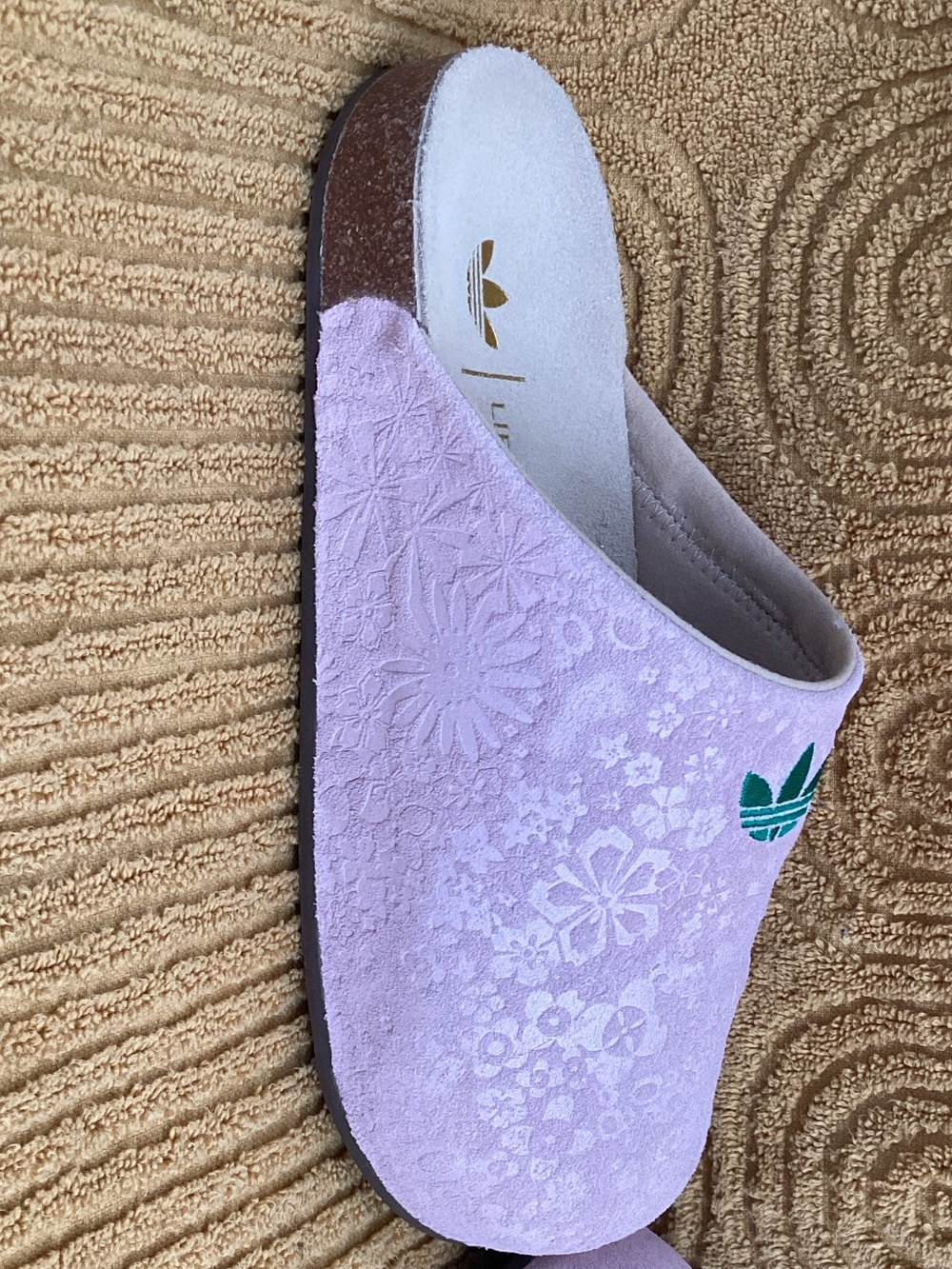 adidas Lavender Floral Embossed Women's Slip-On Slides - Picture 7 of 8